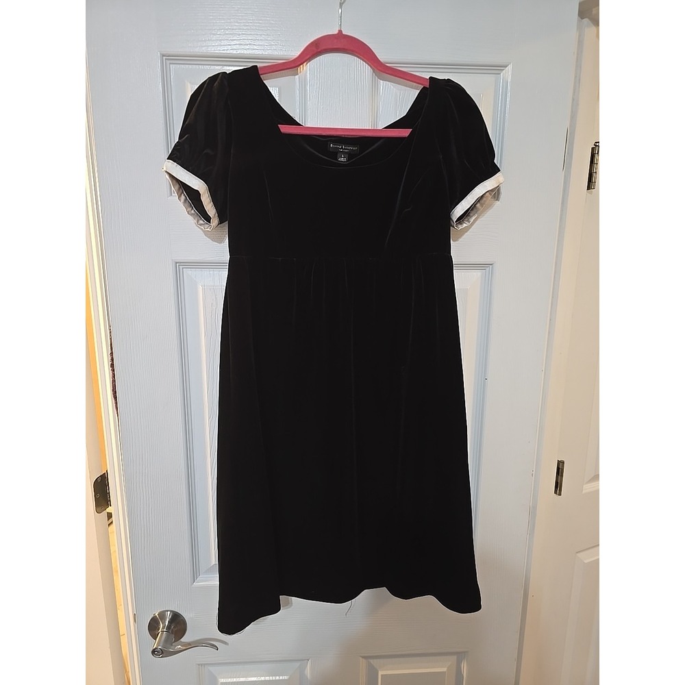 108. Behnaz Sarafpour for Target Women's Black Velvet Baby Doll Dress Sz 5/small - Picture 2 of 5